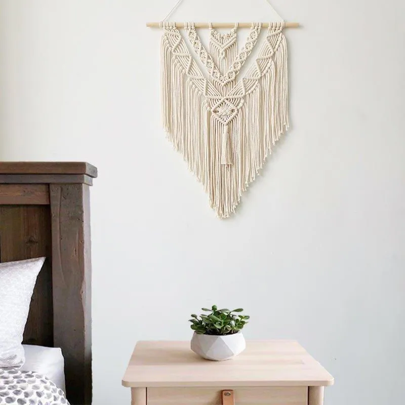 Handmade Macrame Boho Wall Hanging Art Decor with Tassel