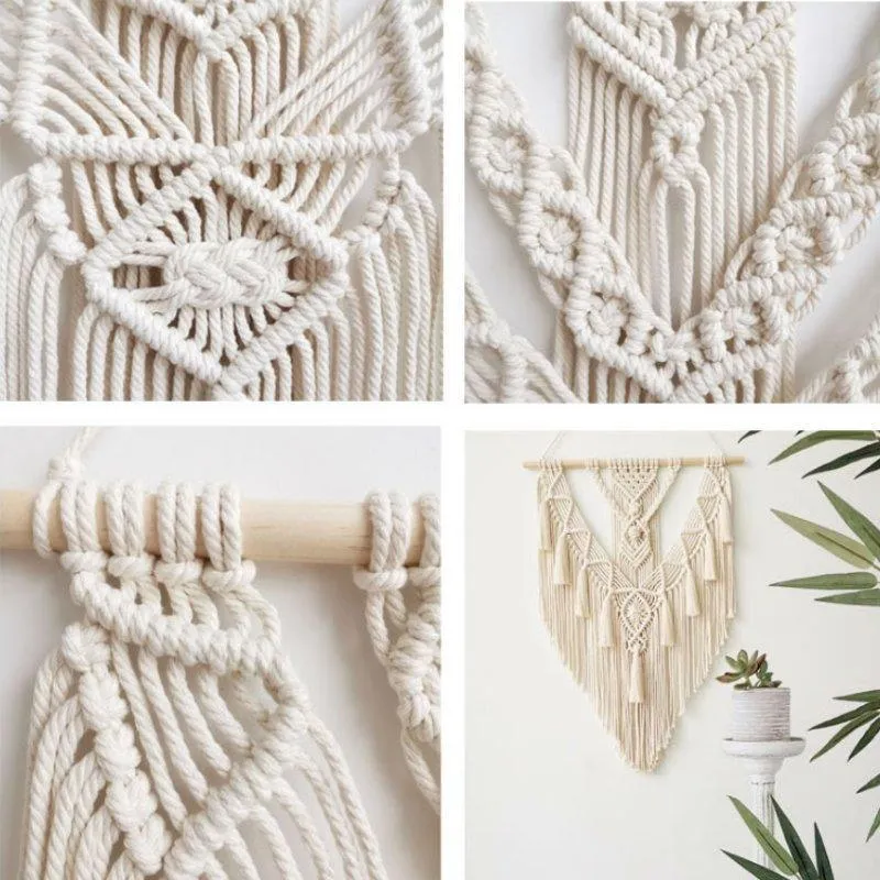 Handmade Macrame Boho Wall Hanging Art Decor with Tassel