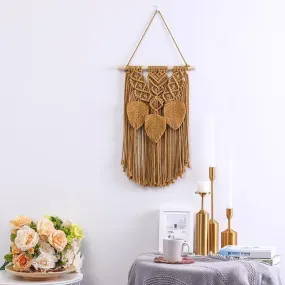 Handmade Macrame Wall Hanging with Tassels - Brown