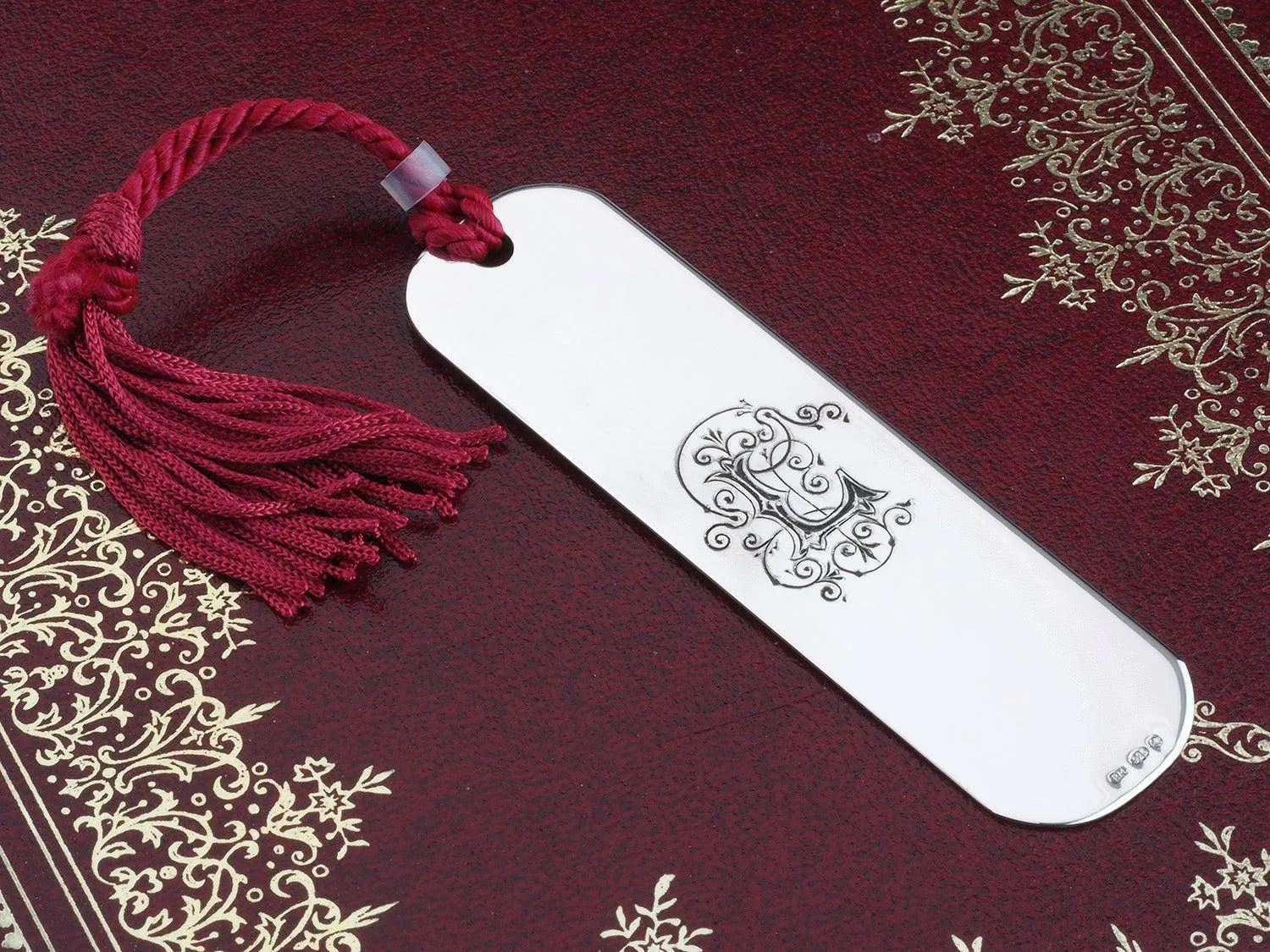 Handmade Sterling Silver Bookmark Hand Engraved Fancy Initial