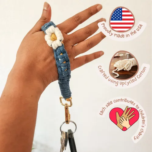 Handwoven Mini Floral Finger Keychain | Boho accessory WHOLESALE