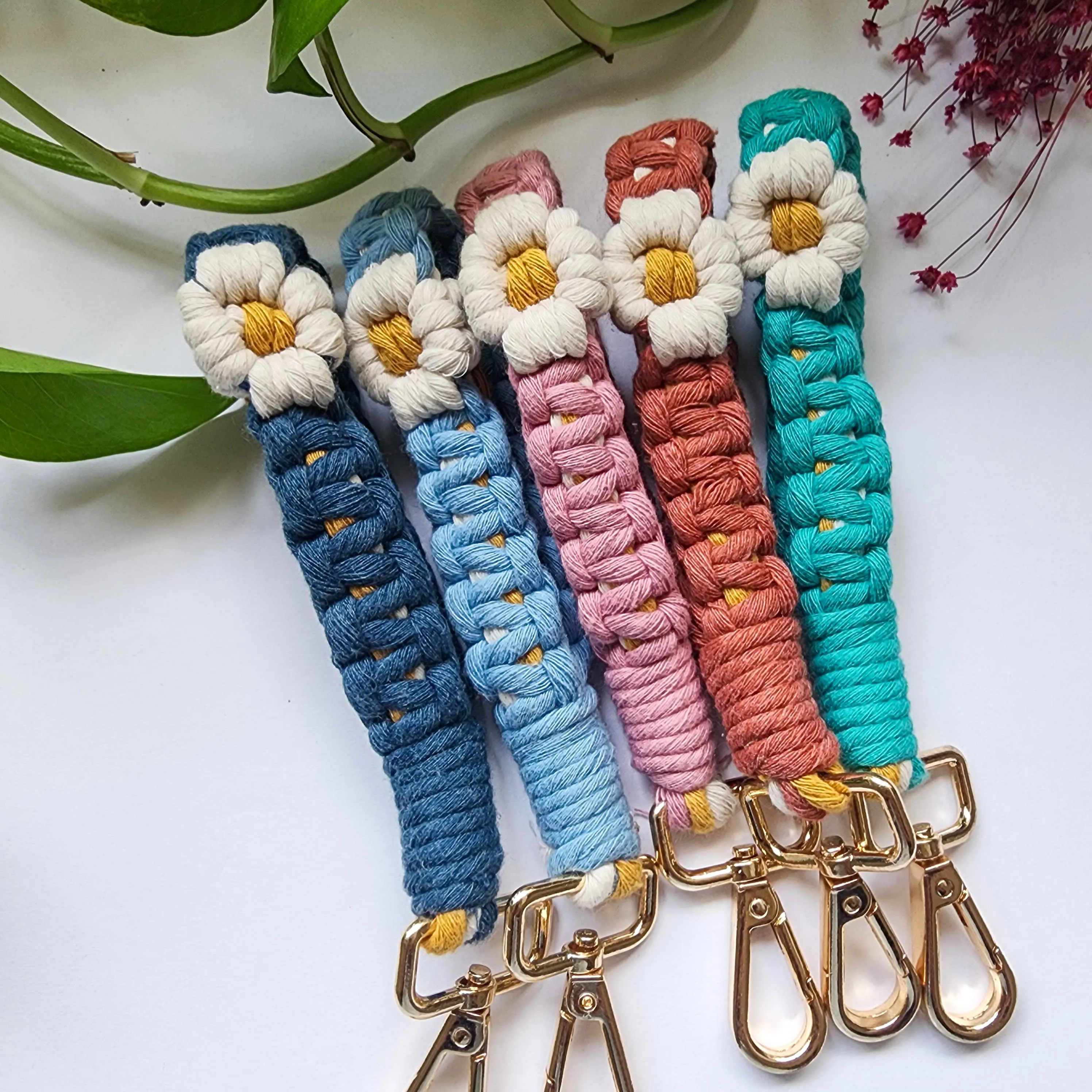 Handwoven Mini Floral Finger Keychain | Boho accessory WHOLESALE
