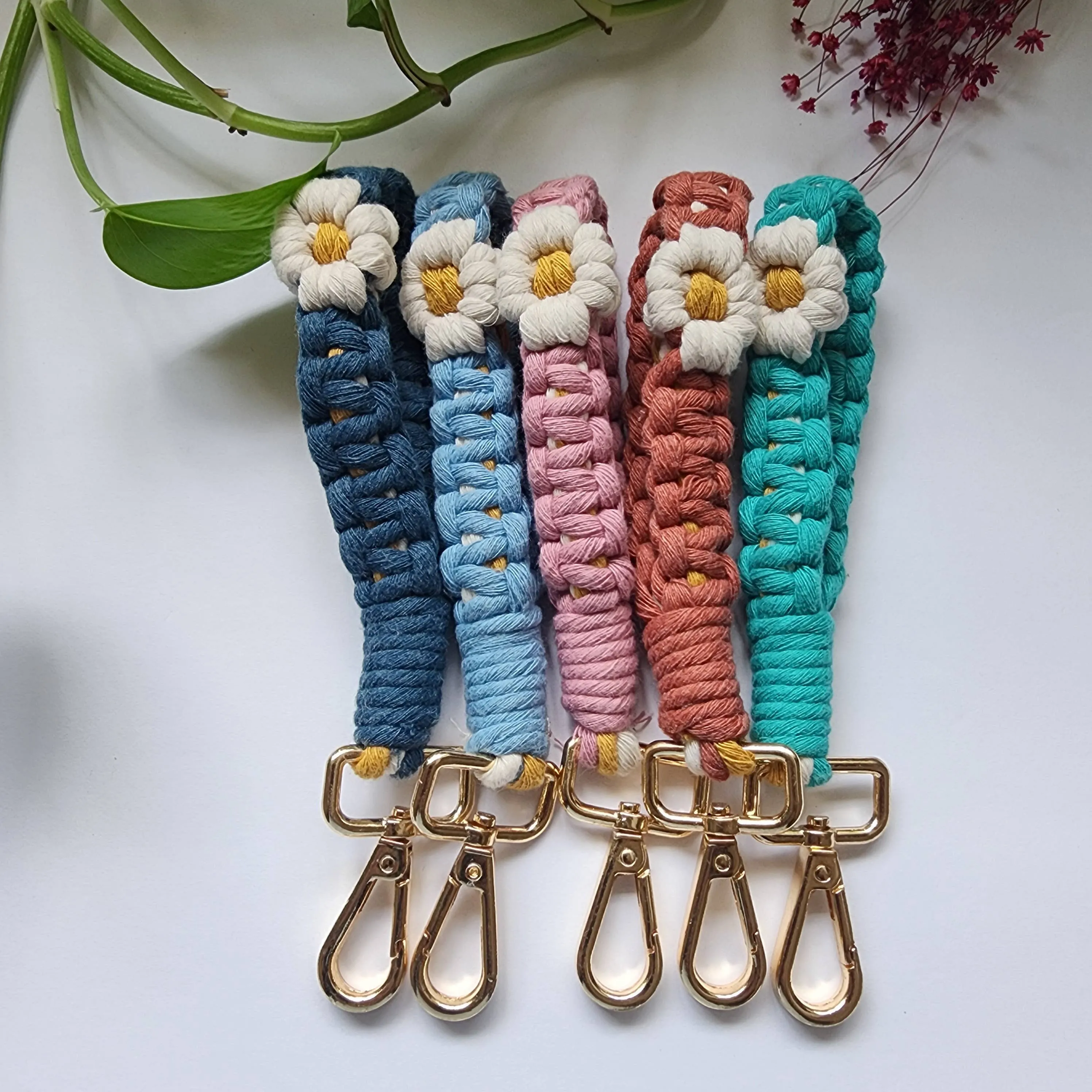 Handwoven Mini Floral Finger Keychain | Boho accessory WHOLESALE
