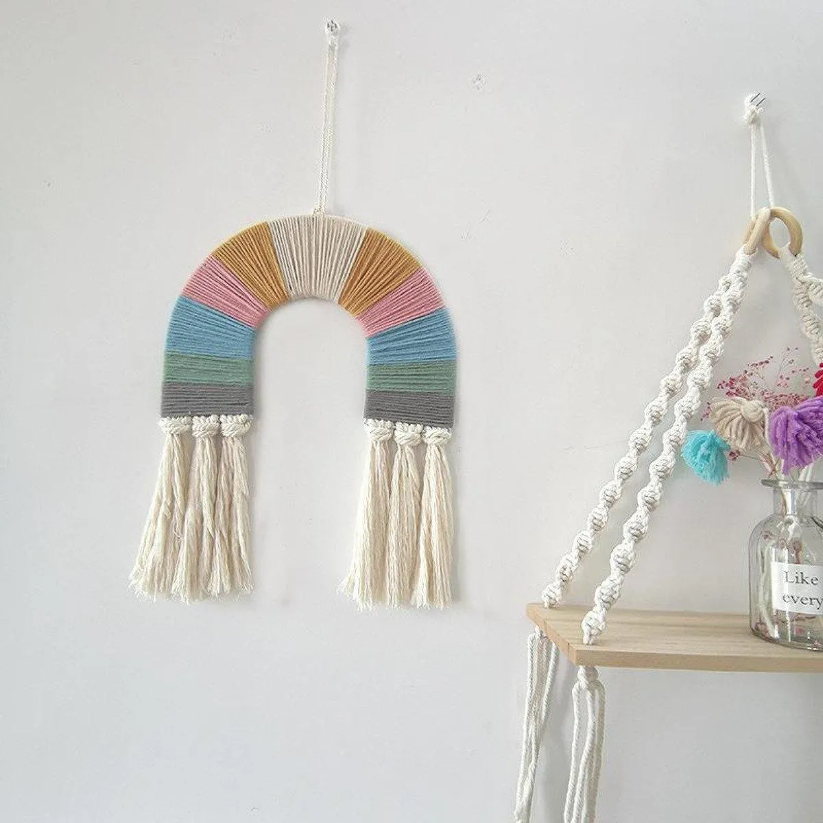 Handwoven Rainbow Wall Hanging Macrame