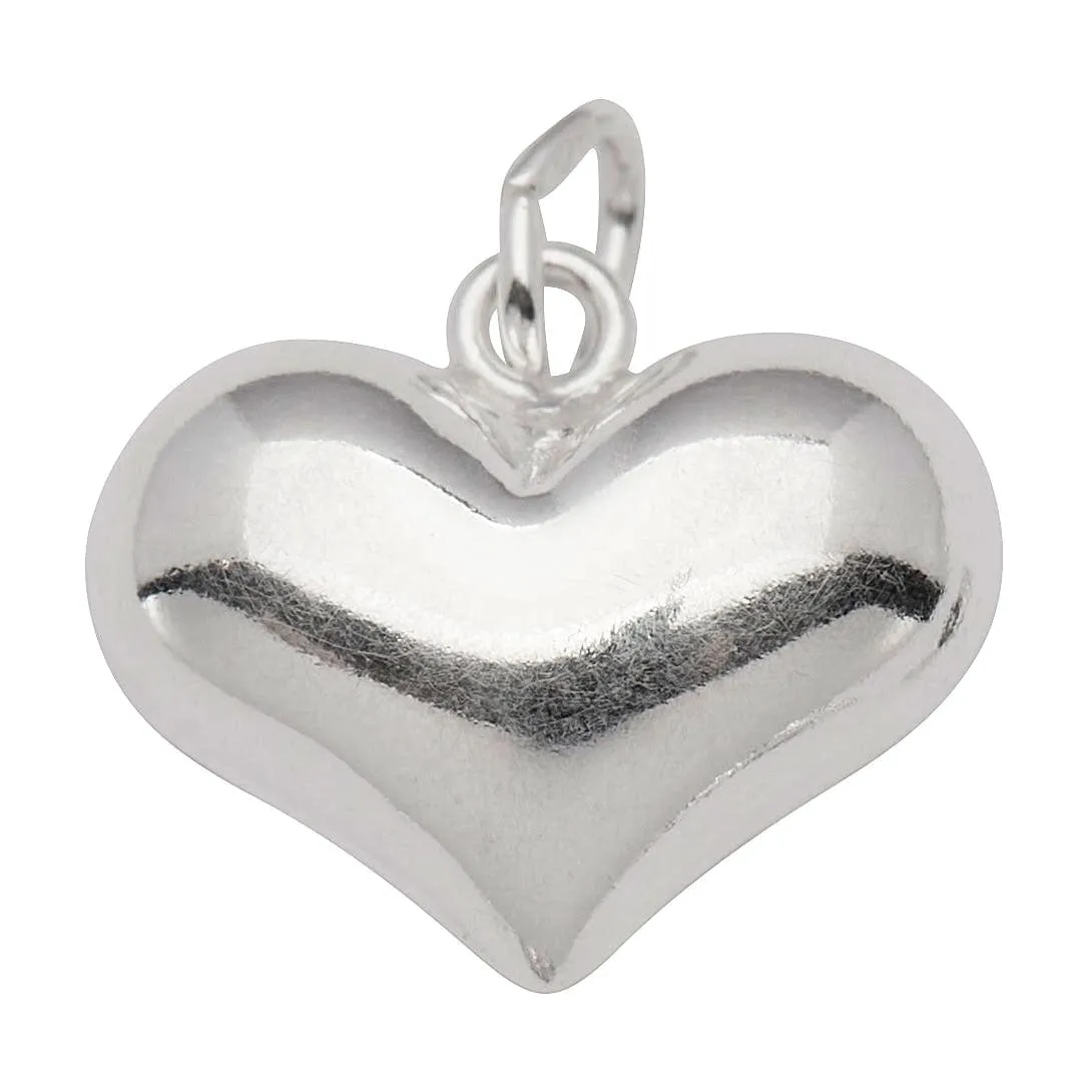 Heart Charm Sterling Silver Puffed