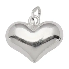 Heart Charm Sterling Silver Puffed