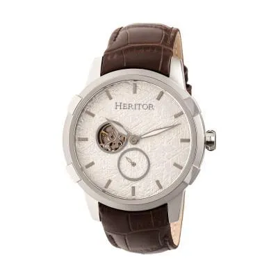 Heritor Automatic Callisto Semi-Skeleton Leather-Band Watch