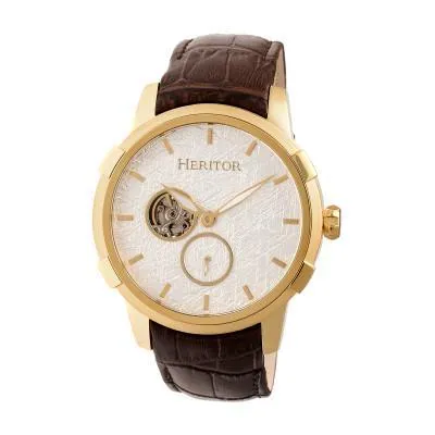 Heritor Automatic Callisto Semi-Skeleton Leather-Band Watch