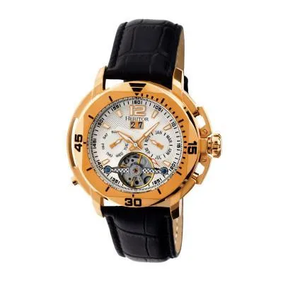 Heritor Automatic Lennon Semi-Skeleton Leather-Band Watch