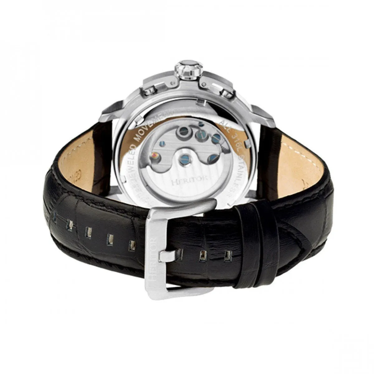 Heritor Automatic Lennon Semi-Skeleton Leather-Band Watch