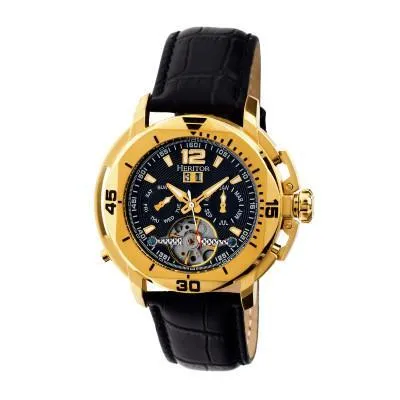Heritor Automatic Lennon Semi-Skeleton Leather-Band Watch