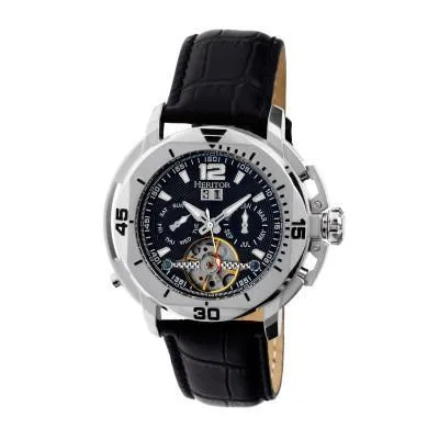 Heritor Automatic Lennon Semi-Skeleton Leather-Band Watch