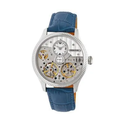 Heritor Automatic Winthrop Leather-Band Skeleton Watch