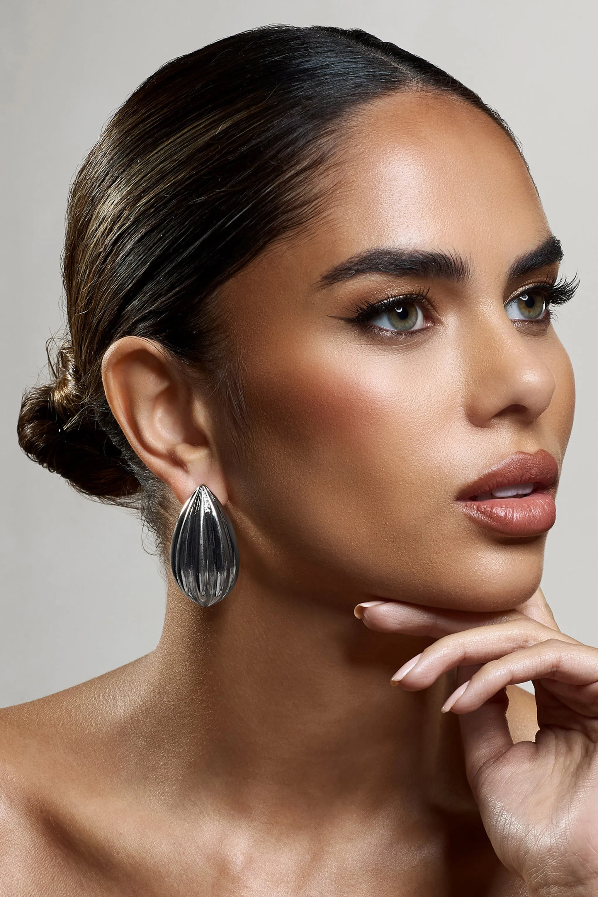 Hollis | Silver Statement Teardrop Earrings