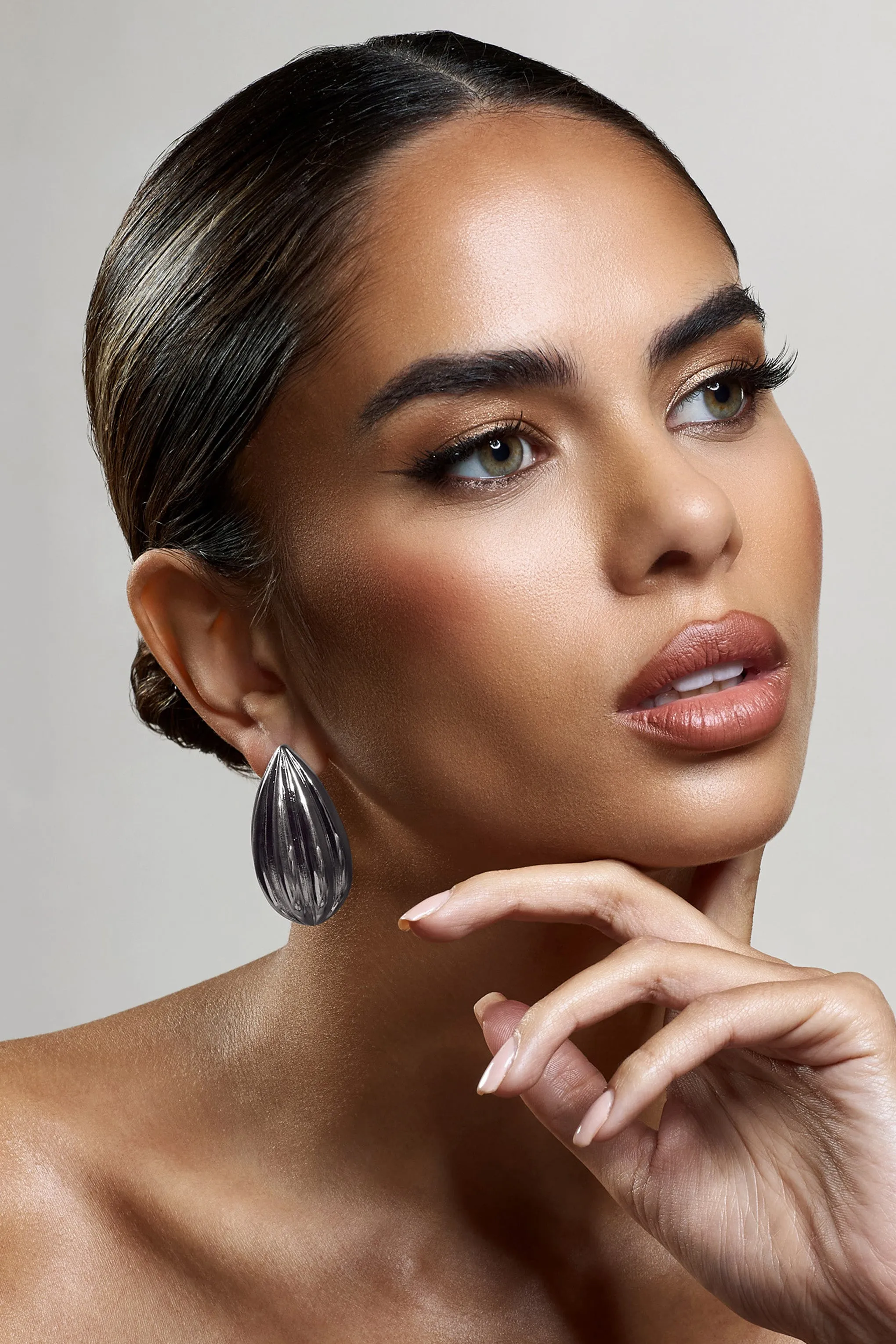 Hollis | Silver Statement Teardrop Earrings