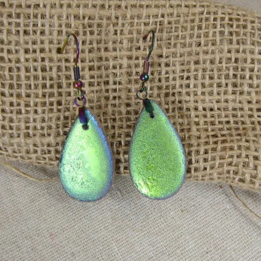 Iridescent Glass Teardrop Earrings