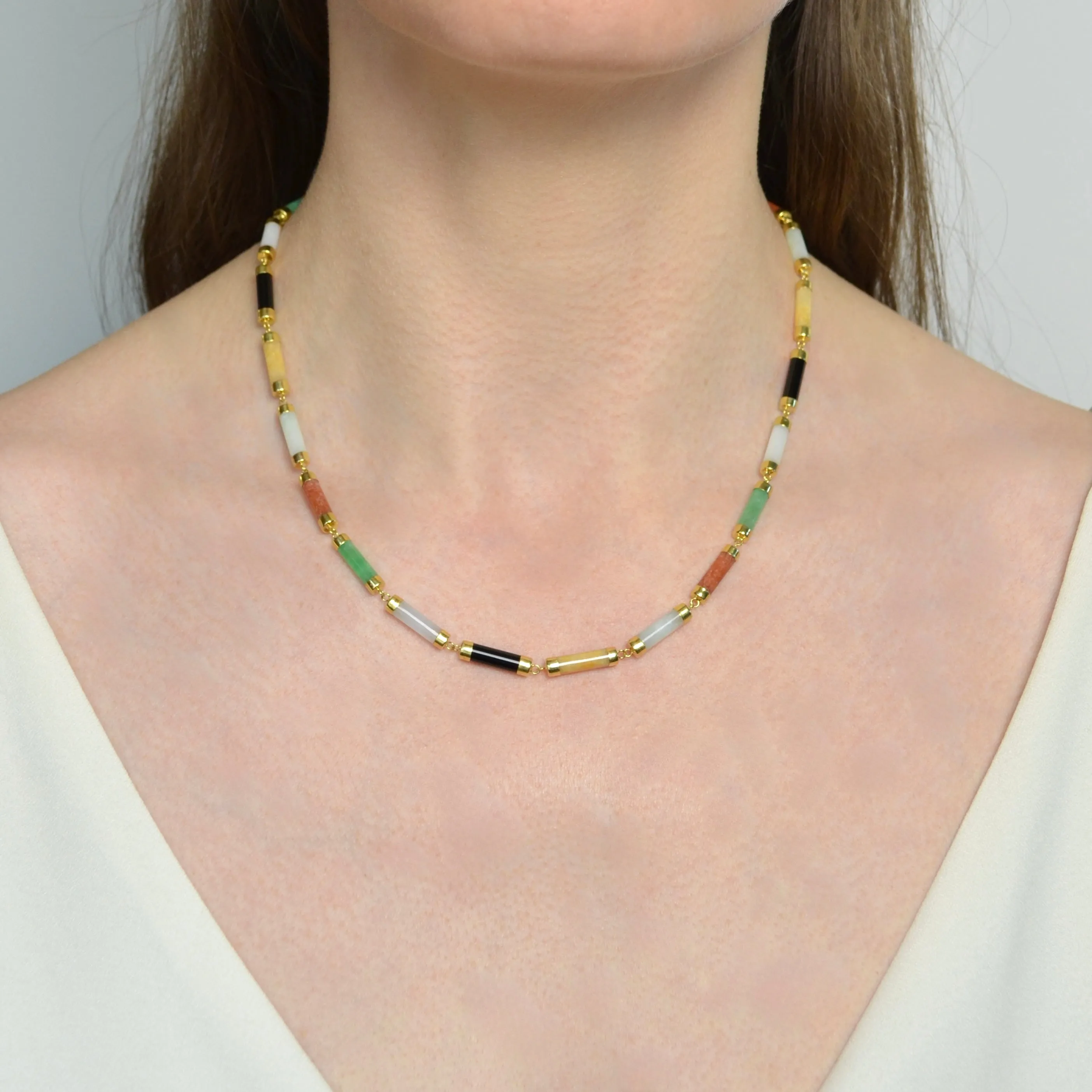 Jade and Gold Link Necklace