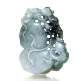 Jade Fine Nephrite Medicine Gourd Pendant with Guardian Animal #4