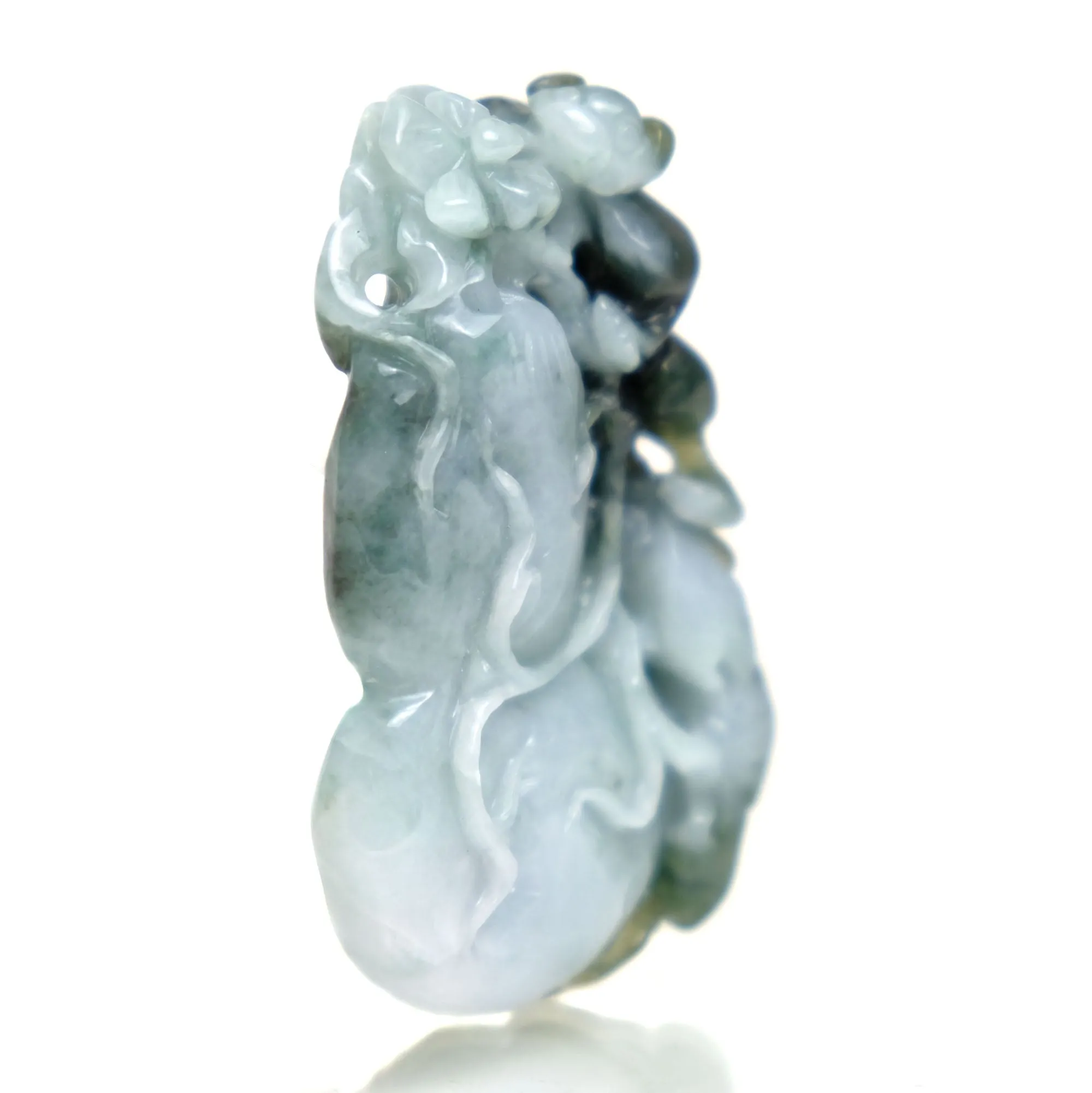 Jade Fine Nephrite Medicine Gourd Pendant with Guardian Animal #4