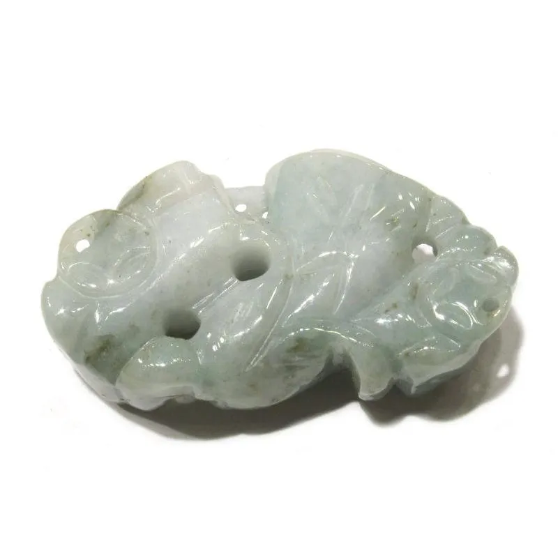 Jade Foo Dog Mother and Child with Corn Pendant