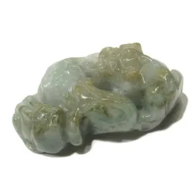 Jade Foo Dog Mother and Child with Corn Pendant