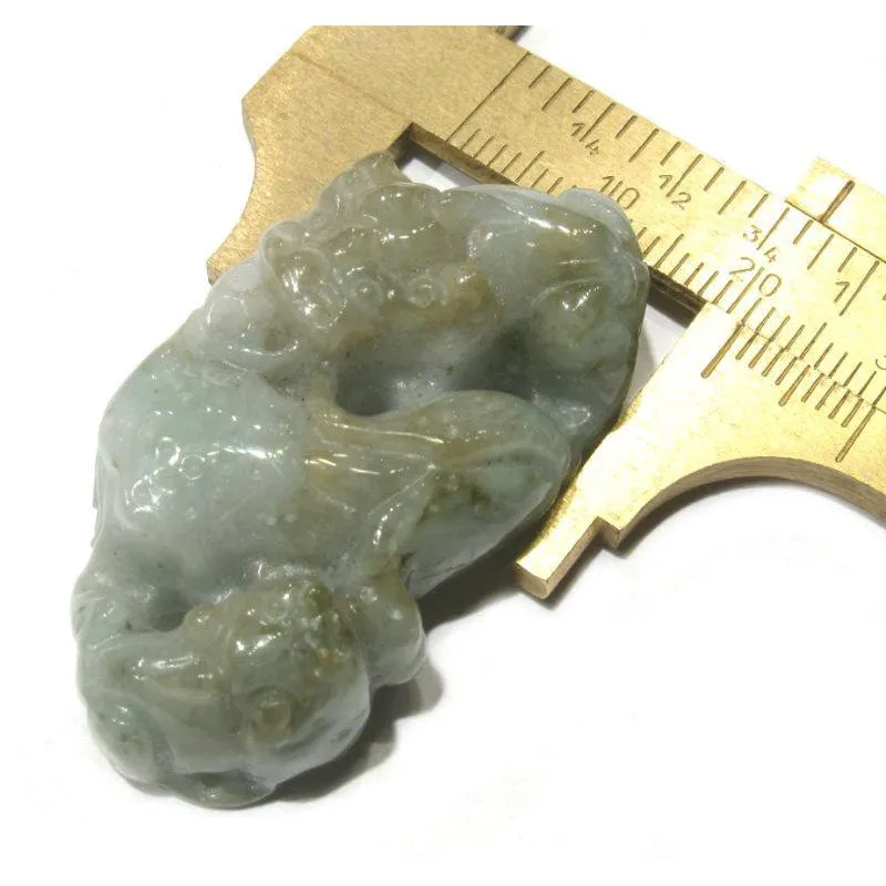 Jade Foo Dog Mother and Child with Corn Pendant
