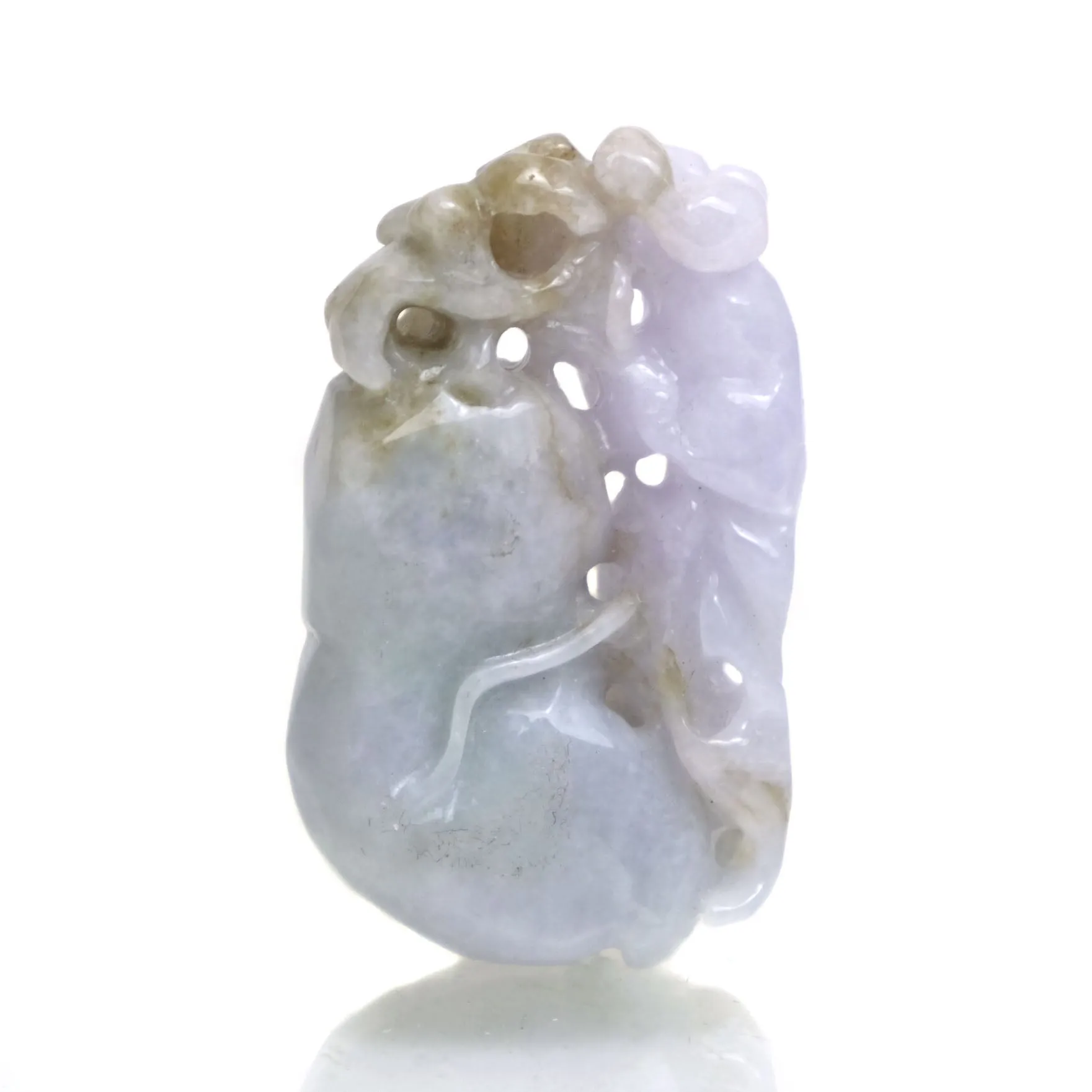 Jade Medicine Gourd Nephrite Pendant representing Protection Against Disease in Rare Lavender Color