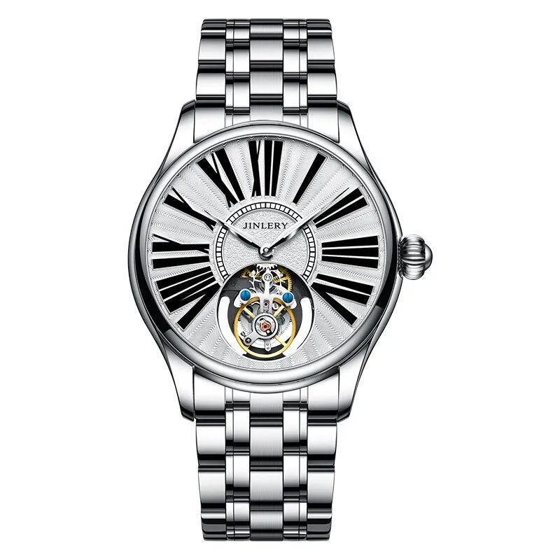 Jinlery Tourbillon Hand Wind Watch for Men Mechanical Wristwatches Luxury Sapphire Crystal Watch Relogio Masculino часы мужские