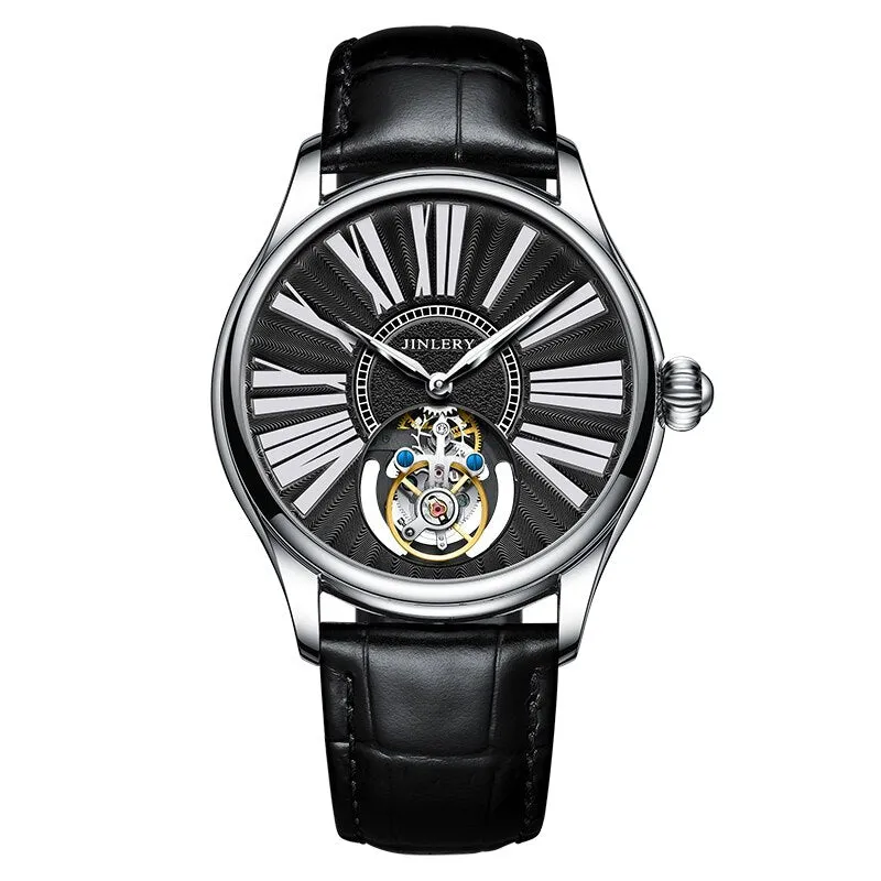 Jinlery Tourbillon Hand Wind Watch for Men Mechanical Wristwatches Luxury Sapphire Crystal Watch Relogio Masculino часы мужские