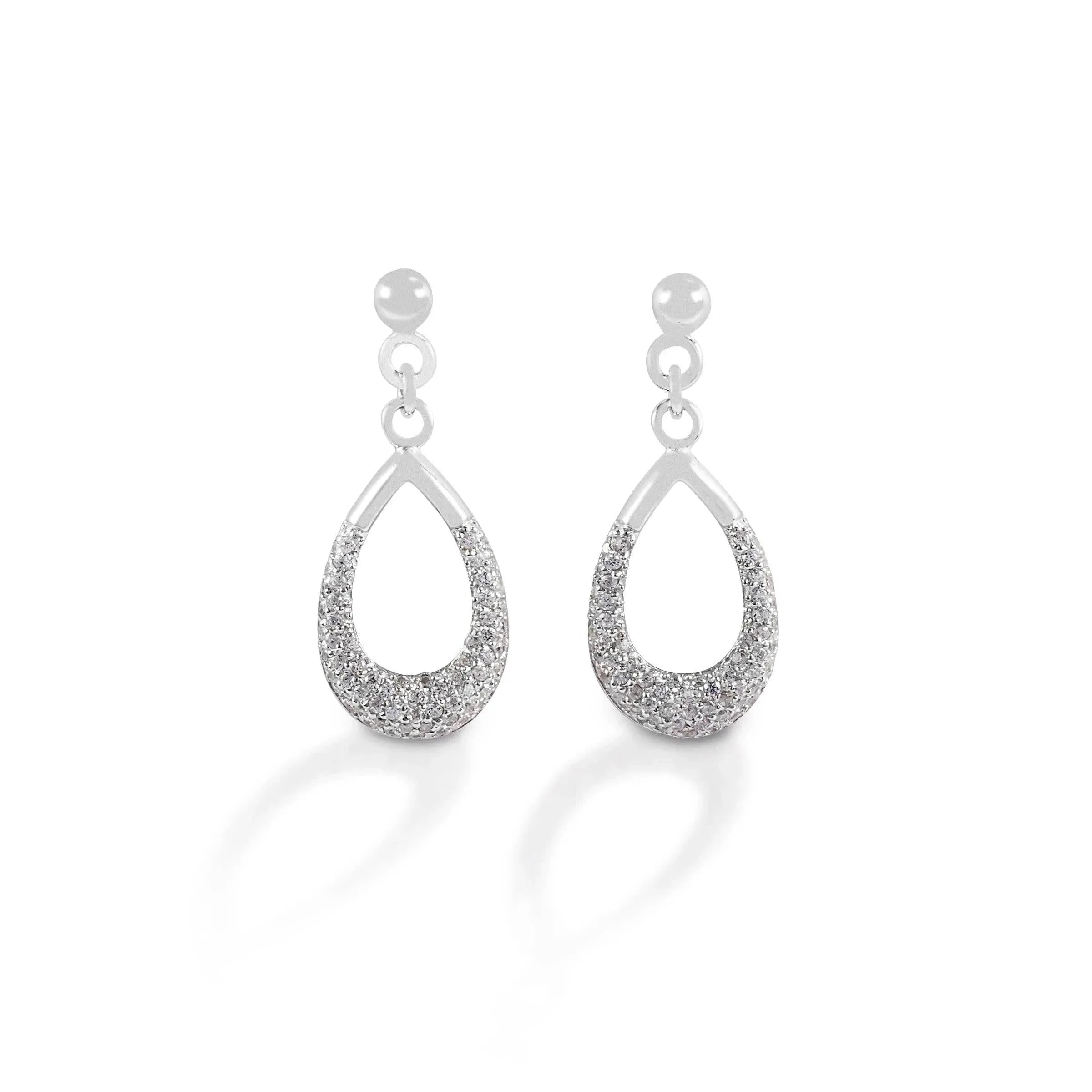 KELLY HERD CLEAR TEARDROP DANGLE EARRINGS - STERLING SILVER