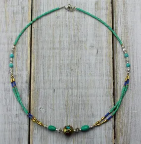 Lapis and Turquoise Double Strand Tibetan Necklace
