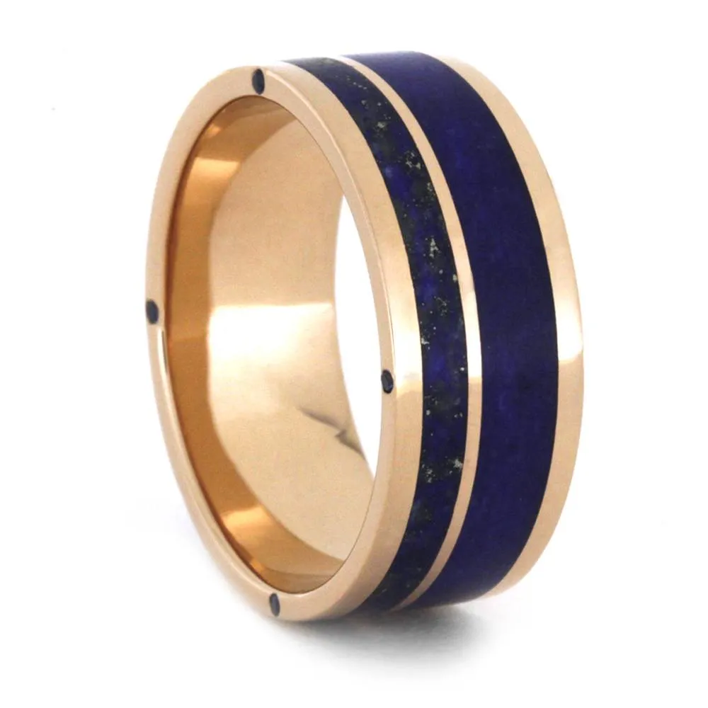 Lapis Lazuli Wedding Ring Set, Matching Wedding Band Set, Blue Rings