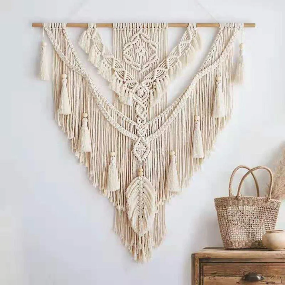 Large Lovingly Handmade Boho Chic Macrame Tassel Wall Hanging