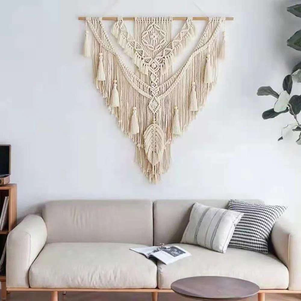 Large Lovingly Handmade Boho Chic Macrame Tassel Wall Hanging