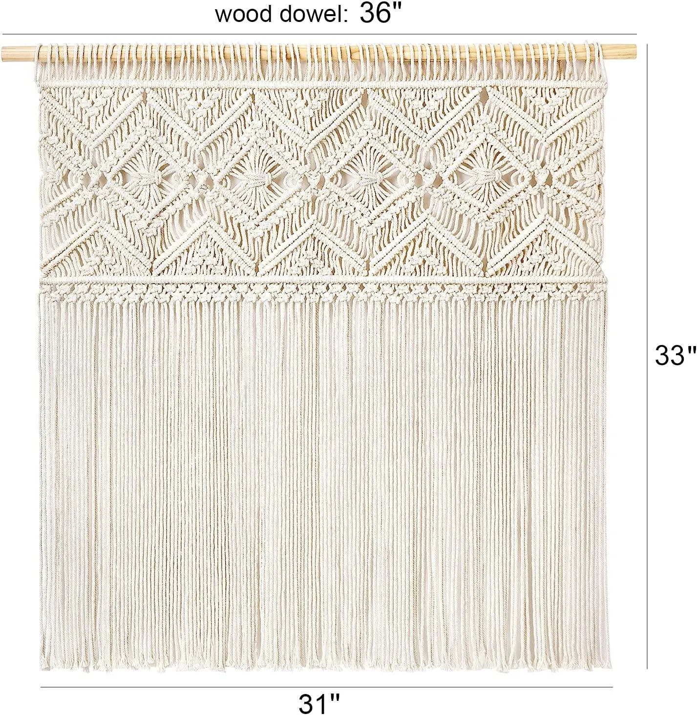 Large Macrame Wall Hanging Boho Decor Tapestry Fringe Wall Art Headboard Woven Home Decoration