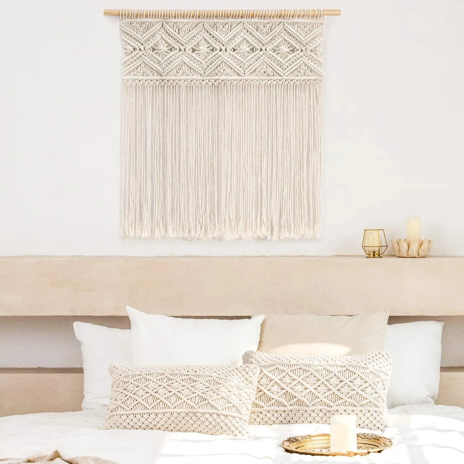 Large Macrame Wall Hanging Boho Decor Tapestry Fringe Wall Art Headboard Woven Home Decoration