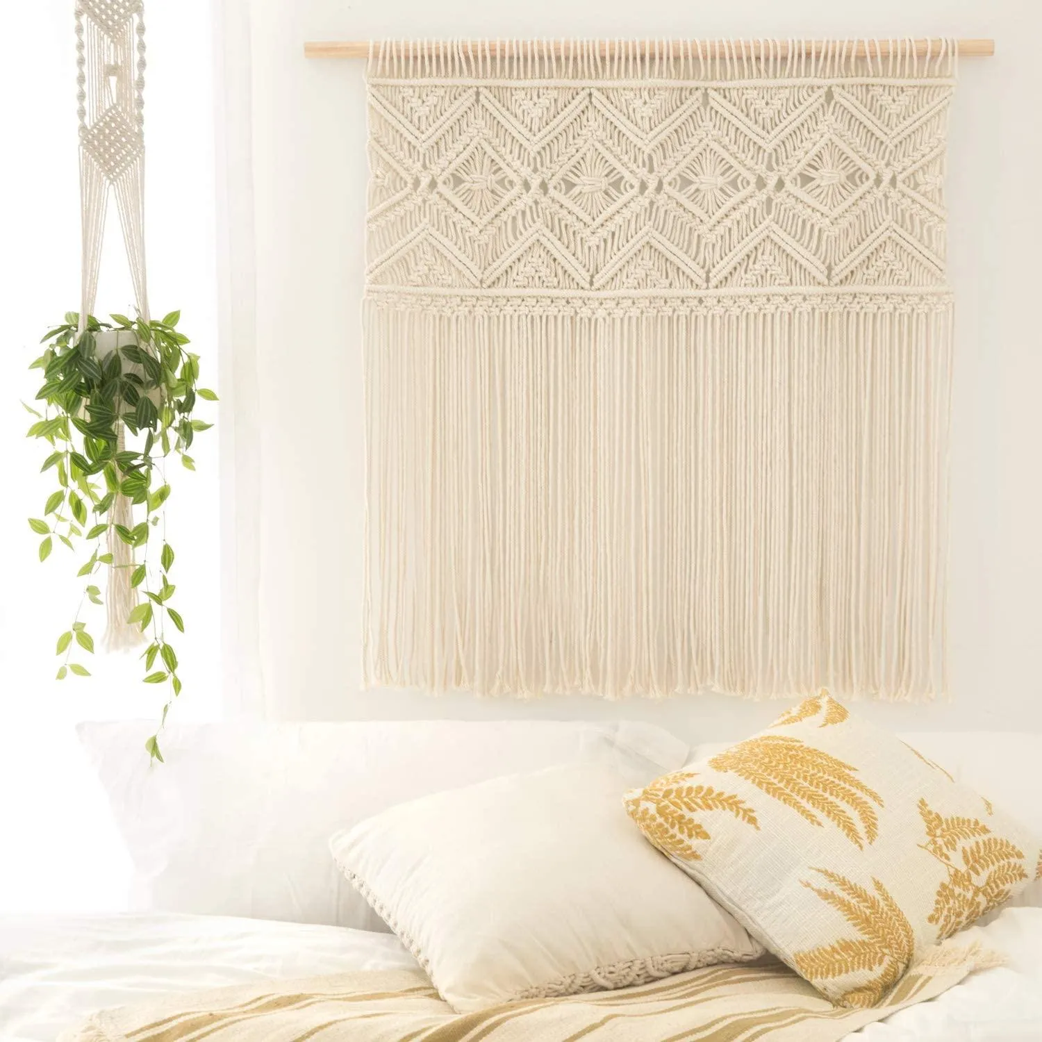 Large Macrame Wall Hanging Boho Decor Tapestry Fringe Wall Art Headboard Woven Home Decoration