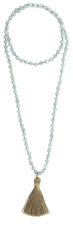 Mala Necklace | 108 Mala Aquamarine Beads - Compassion