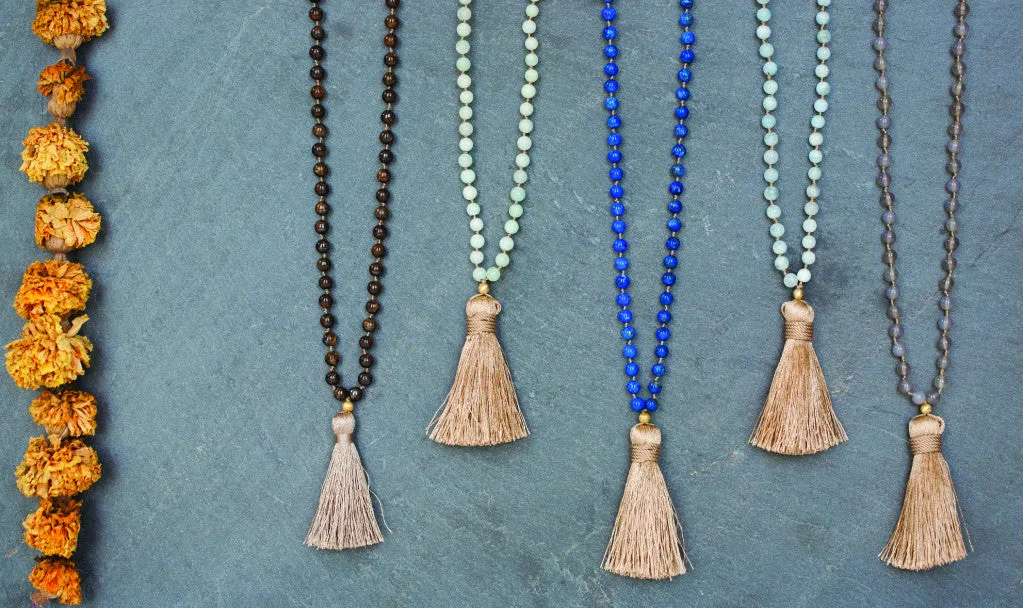 Mala Necklace | 108 Mala Aquamarine Beads - Compassion