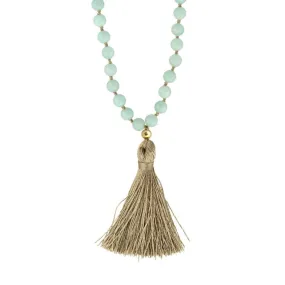 Mala Necklace | 108 Mala Aquamarine Beads - Compassion