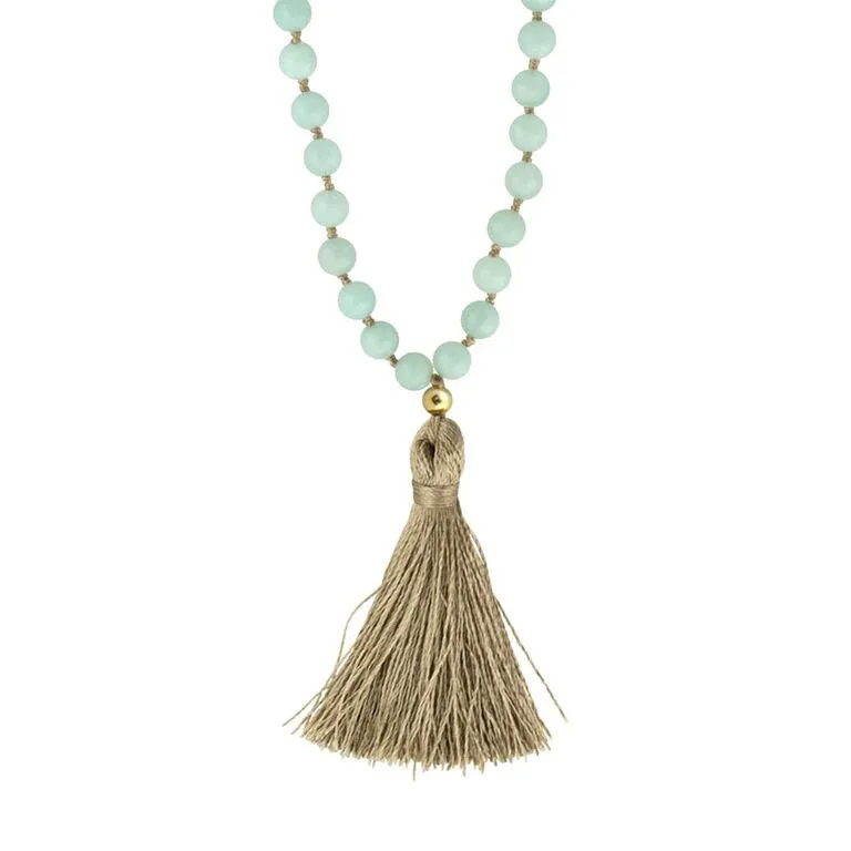 Mala Necklace | 108 Mala Aquamarine Beads - Compassion