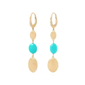 Marco Bicego 18K Yellow Gold Siviglia Turquoise Bead and Diamond Drop Earrings