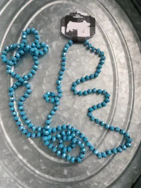 Medium Blue/Teal Beaded Necklace