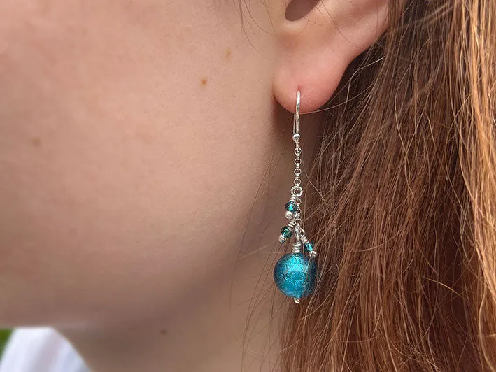 Murano Glass Bella Earrings - Black Diamond