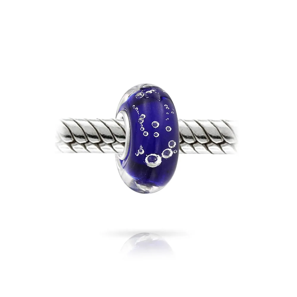 Murano Glass Charm Bead Sterling Silver Core Green Pink Blue Aqua Red Ocean Spacer