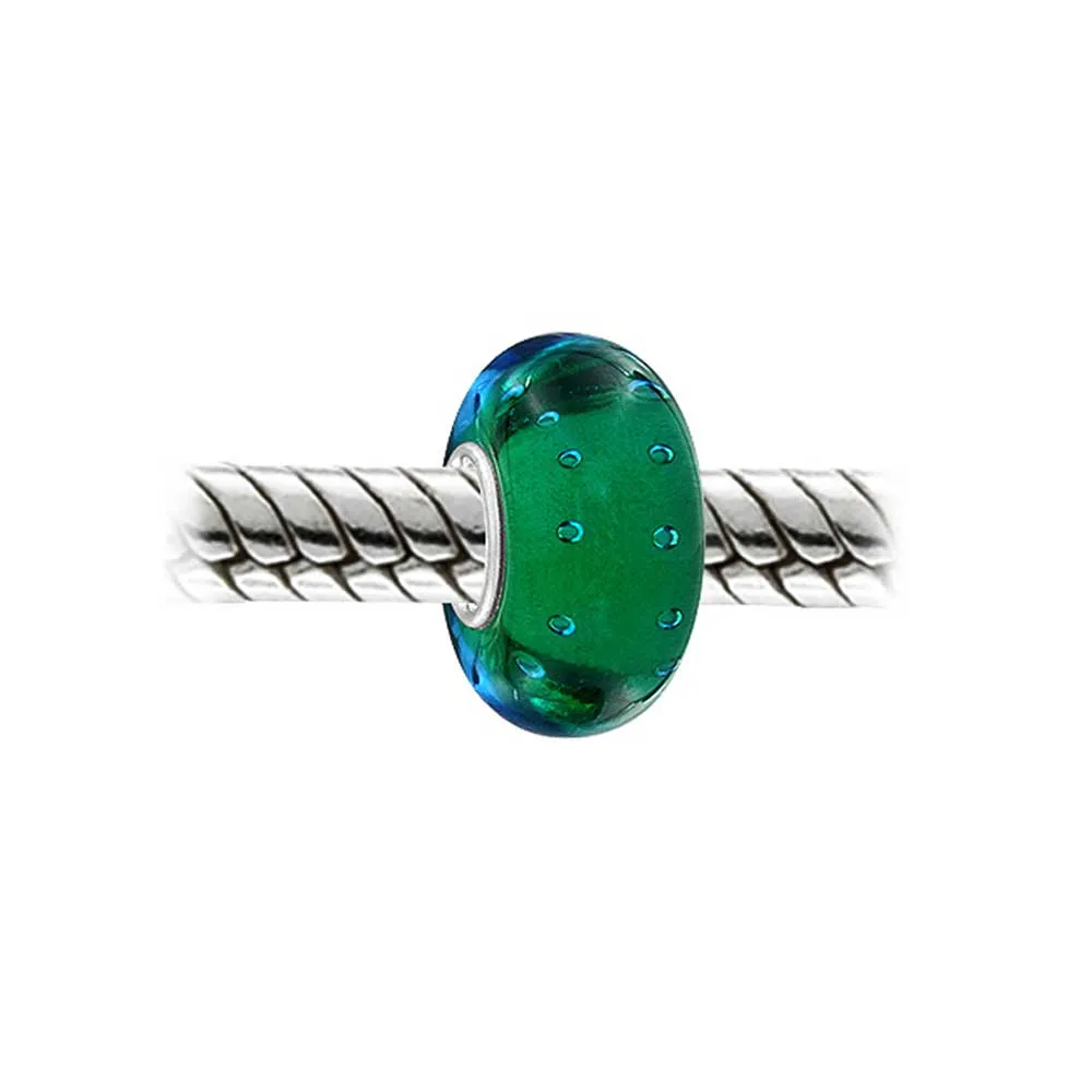 Murano Glass Charm Bead Sterling Silver Core Green Pink Blue Aqua Red Ocean Spacer