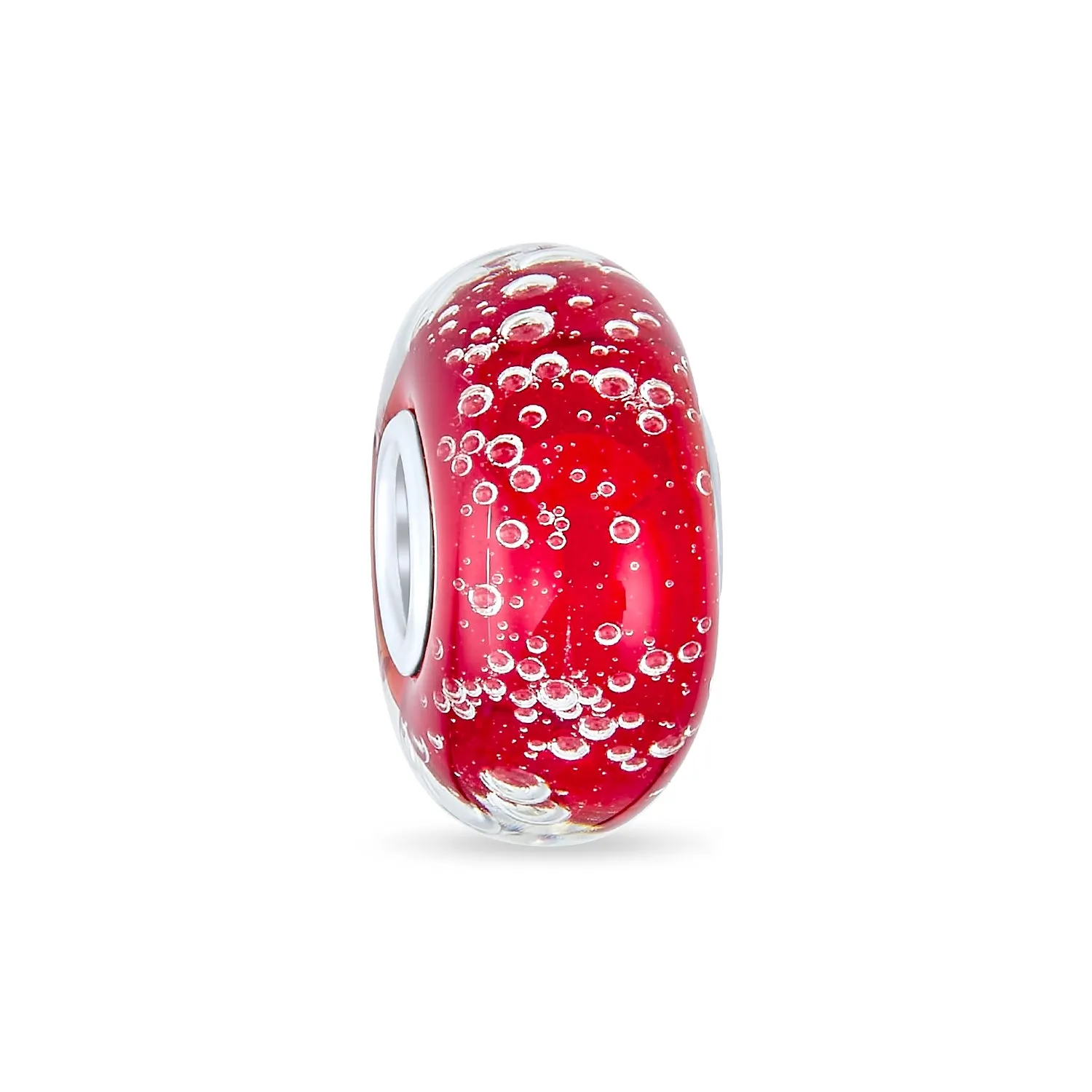 Murano Glass Charm Bead Sterling Silver Core Green Pink Blue Aqua Red Ocean Spacer