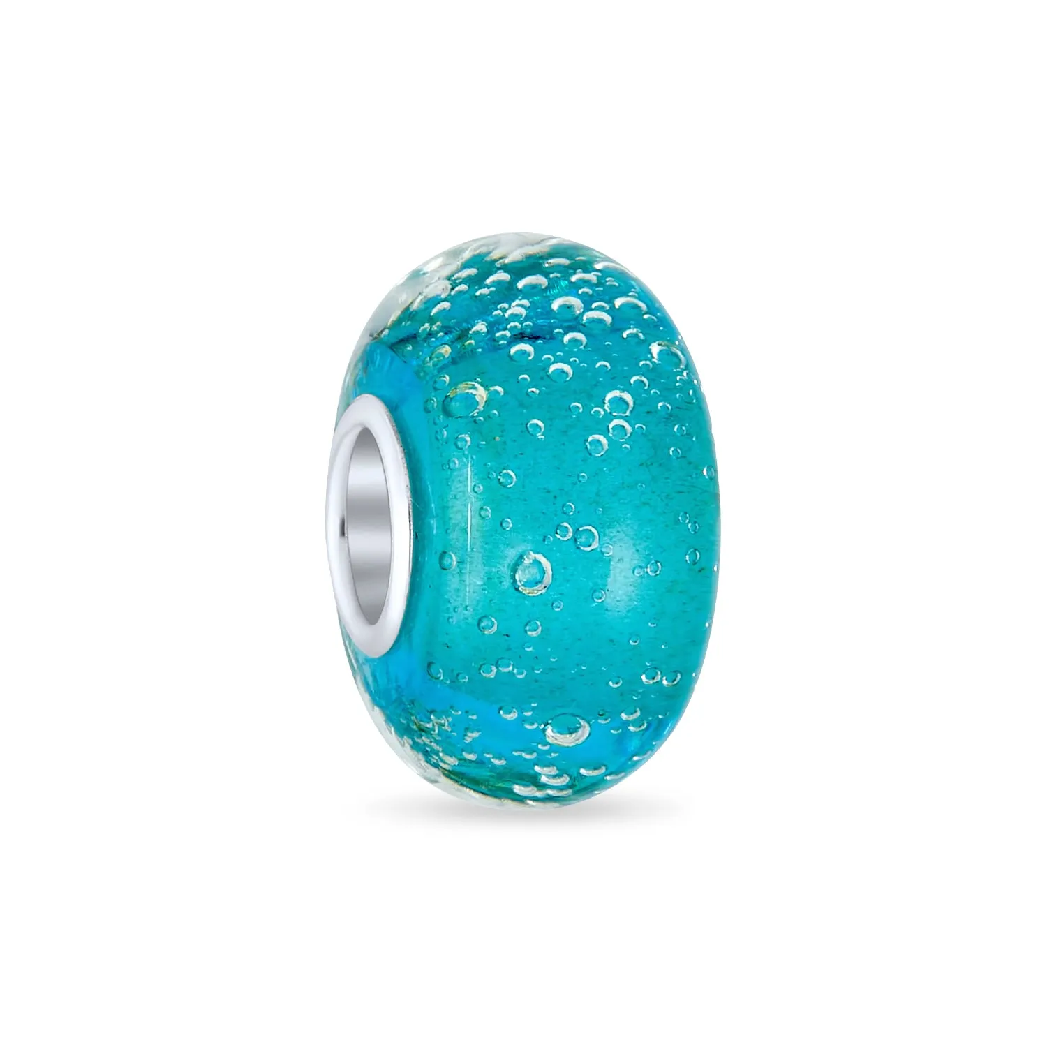 Murano Glass Charm Bead Sterling Silver Core Green Pink Blue Aqua Red Ocean Spacer