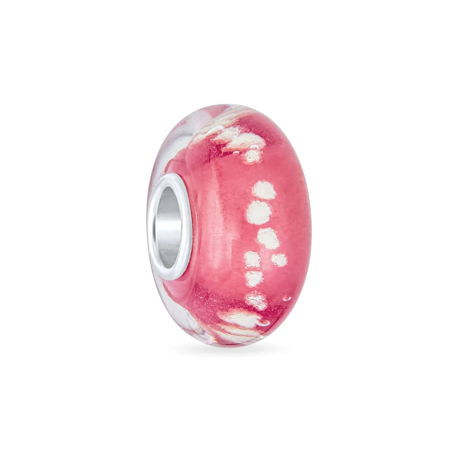 Murano Glass Charm Bead Sterling Silver Core Green Pink Blue Aqua Red Ocean Spacer