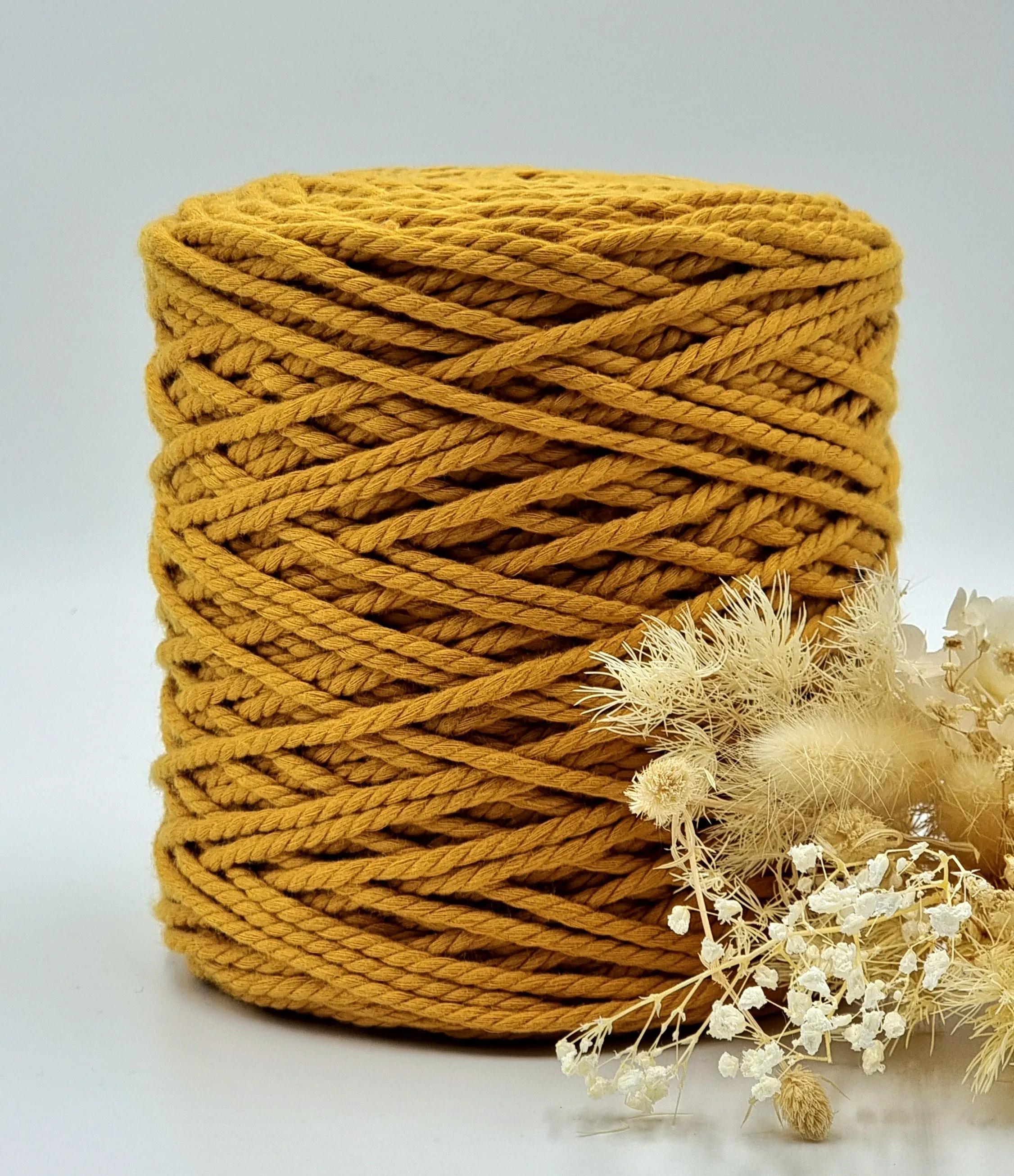 Mustard 3 Strand Macrame Cord - 3MM 3 Strand Luxe Cotton String 1KG